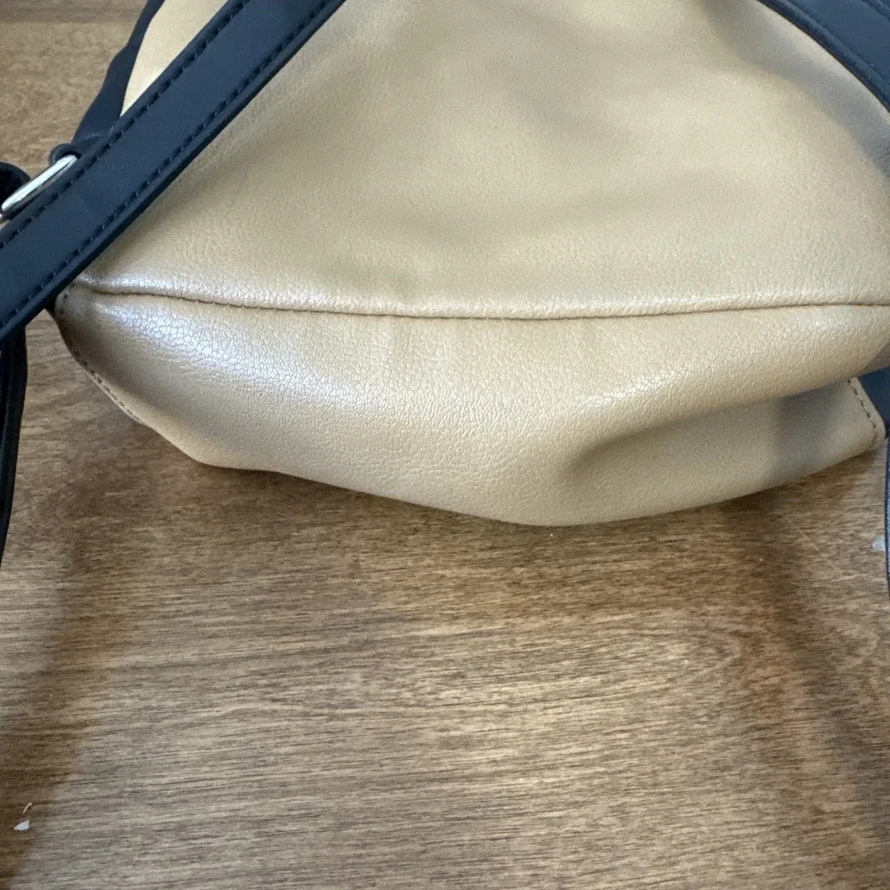 Nine West Color block Mini Backpack Beige, Black, & Cream